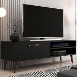 Rack para Tv até 65 Polegadas Miami 1 Porta 1 Prateleira Preto - Jcarvalho - 1 Rack para Tv até 65 Polegadas Miami 1 Porta 1 Prateleira Preto - Jcarvalho - 1