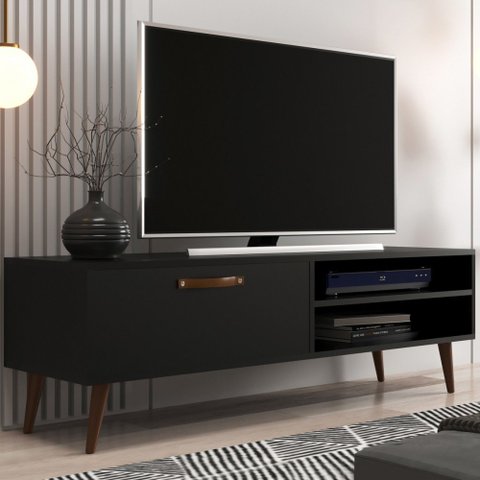 Rack para Tv até 65 Polegadas Miami 1 Porta 1 Prateleira Preto - Jcarvalho