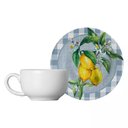Ver imagem 3 de Kit 6 Xícaras Cerâmica Chá Café Pires Lemon Xadrez 85ml