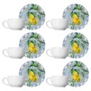 Ver imagem 1 de Kit 6 Xícaras Cerâmica Chá Café Pires Lemon Xadrez 85ml