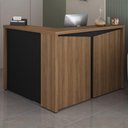 Ver imagem 3 de Mesa Balcao Atendimento Recepcao Tampo Tamburato 135x118 cm Nogal Preto Artany