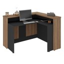 Ver imagem 1 de Mesa Balcao Atendimento Recepcao Tampo Tamburato 135x118 cm Nogal Preto Artany