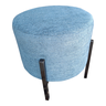 Puff Redondo com Pés de Aço, 40x40x43 Cm, Tecido Blouclé Veneza na Cor Azul - 5