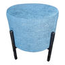 Puff Redondo com Pés de Aço, 40x40x43 Cm, Tecido Blouclé Veneza na Cor Azul - 4