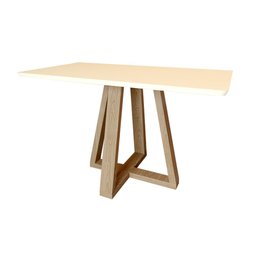 Mesa Retangular Jantar 120x77cm Manu Off White Base Madeira Maciça - 1