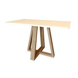 Mesa Retangular Jantar 120x77cm Manu Off White Base Madeira Maciça