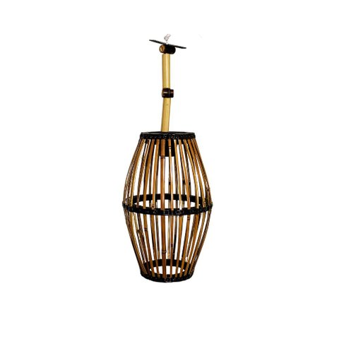 Luminária Artesanal de Casca de Bambu 60cm Nc Caieiras