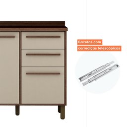 Balcão 120 cm 3 Portas 2 Gavetas Salvador - 6