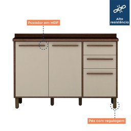 Balcão 120 cm 3 Portas 2 Gavetas Salvador - 5