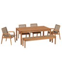 Ver imagem 1 de Mesa de Jantar com Banco de Madeira 180cm e 04 Cadeiras Trammare C07 Corda Náutica Rami - Lyam
