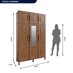 Guarda-Roupa Solteiro 1 Espelho 6 Portas e Cabideiros  - 3
