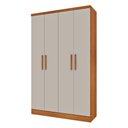 Ver imagem 1 de Guarda-Roupa Solteiro com 4 Portas e 2 Gavetas 133cm Multimóveis CR35480 Cinamomo/Off White