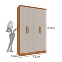 Ver imagem 3 de Guarda-Roupa Solteiro com 4 Portas e 2 Gavetas 133cm Multimóveis CR35480 Cinamomo/Off White