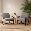 Ver imagem 1 de Poltrona Industrial, Decorativa, Sala e Recepção - Kit 2 - Poltrona Flow Linho Cinza