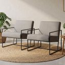 Ver imagem 1 de Poltrona Industrial, Decorativa, Sala e Recepção - Kit 2 - Poltrona Flow Linho Cinza