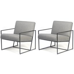 Poltrona Industrial, Decorativa, Sala e Recepção - Kit 2 - Poltrona Flow Linho Cinza - 2