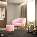 Ver imagem 2 de Puff Stella Suede Rosa Bebê Base Madeira Castanho - D'Rossi DRossi