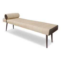 Recamier Divã Puff Luxo Bege 1.38cm Pés Palito em Aço Bz Decor - 2
