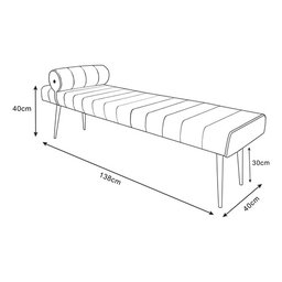Recamier Divã Puff Luxo Bege 1.38cm Pés Palito em Aço Bz Decor - 3