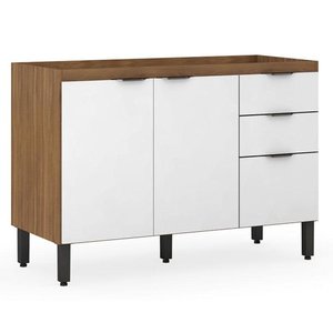 Balcão para Pia Firenze 120 Cm Amêndola Branco - Demóbile