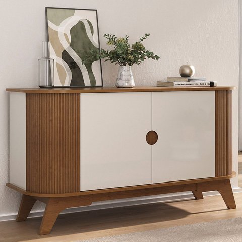 Buffet Aparador 140cm Sala 2 Portas Uther Cinamomo/off A09 - Mpozenato