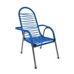 Cadeira de Cordinha Jardim Fio Pvc Infantil para Criança Conforto Descanso Pés em Aço Cor Azul - 2