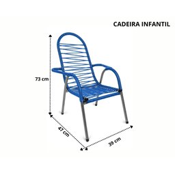Cadeira de Cordinha Jardim Fio Pvc Infantil para Criança Conforto Descanso Pés em Aço Cor Azul - 3