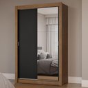 Ver imagem 2 de Guarda-roupa Solteiro 2 Portas de Correr com Espelho Rustic/preto Milano Madesa