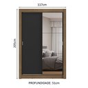 Ver imagem 4 de Guarda-roupa Solteiro 2 Portas de Correr com Espelho Rustic/preto Milano Madesa