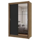 Ver imagem 3 de Guarda-roupa Solteiro 2 Portas de Correr com Espelho Rustic/preto Milano Madesa