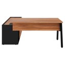 Ver imagem 7 de Mesa L Diretor Escritório com Armário Lateral 3 Gavetas 200cm Industrial Tampo Cavado e Pés Metal Executive Nogal E Preto