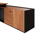 Ver imagem 6 de Mesa L Diretor Escritório com Armário Lateral 3 Gavetas 200cm Industrial Tampo Cavado e Pés Metal Executive Nogal E Preto