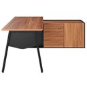 Ver imagem 5 de Mesa L Diretor Escritório com Armário Lateral 3 Gavetas 200cm Industrial Tampo Cavado e Pés Metal Executive Nogal E Preto