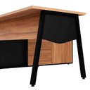 Ver mais imagens de Mesa L Diretor Escritório com Armário Lateral 3 Gavetas 200cm Industrial Tampo Cavado e Pés Metal Executive Nogal E Preto