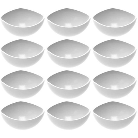 12 Potes de Sobremesa Doces Branco Avulso 265ml Plástico Trio Crippa Tigela Unitária