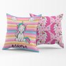 Par de Capas de Almofadas Estampadas Unicórnio Listrado Pink 45cm X 45cm para Quarto - 1