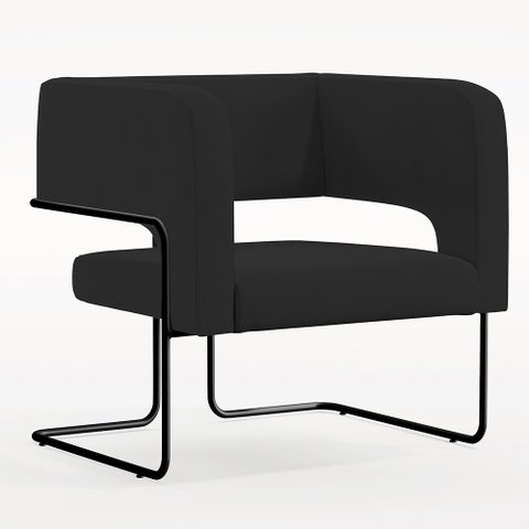Poltrona Decorativa Scarlett D02 Base de Aço Preto Veludo Preto B-300 - Lyam Decor