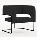 Ver imagem 1 de Poltrona Decorativa Scarlett D02 Base de Aço Preto Veludo Preto B-300 - Lyam Decor