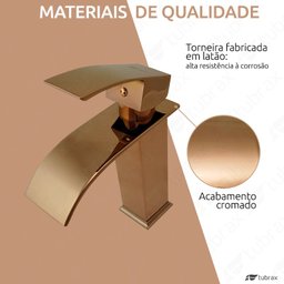 Torneira Misturador Monocomando Baixa de Banheiro Lavabo Bronze - Tubrax - 3