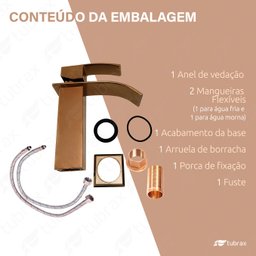 Torneira Misturador Monocomando Baixa de Banheiro Lavabo Bronze - Tubrax - 6