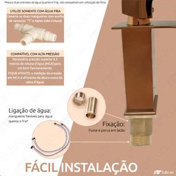 Torneira Misturador Monocomando Baixa de Banheiro Lavabo Bronze - Tubrax - 4