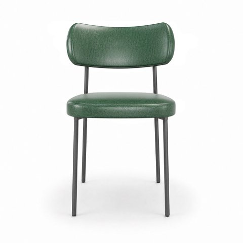 Kit 8 Cadeiras Sala de Jantar Lisa Pés Preto PU Verde m² - Monari Design