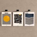 Ver imagem 4 de Kit 3 Quadro Decorativo Abstrato Bauhaus Moderno Luxo Qualidade Premium 28x20cm