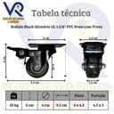 Ver imagem 3 de Kit 6 Rodinhas Giratória Refoçada 40mm Black com Trava e com Rolamento Anti Risco 200kg para Moveis