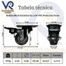 Kit 6 Rodinhas Giratória Refoçada 40mm Black com Trava e com Rolamento Anti Risco 200kg para Moveis - 3