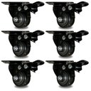 Ver imagem 1 de Kit 6 Rodinhas Giratória Refoçada 40mm Black com Trava e com Rolamento Anti Risco 200kg para Moveis