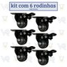 Kit 6 Rodinhas Giratória Refoçada 40mm Black com Trava e com Rolamento Anti Risco 200kg para Moveis - 8