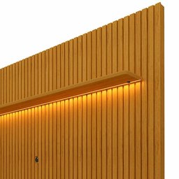 Rack Requinte Pés Madeira com Painel Ripado Nobre 230cm LED TV 85 Polegadas Gelius Naturale/Off - 3