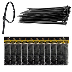 1000 Enforca Gato Cinta Plástica Abraçadeira Lacre de Nylon 3.6x100mm Fita Hellerman 10cm Preto