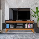Ver mais imagens de Rack Ripado 2 Portas com Painel para Tv 50 Polegadas Bahamas 136cm - Via Nossa - Preto e Cedro
